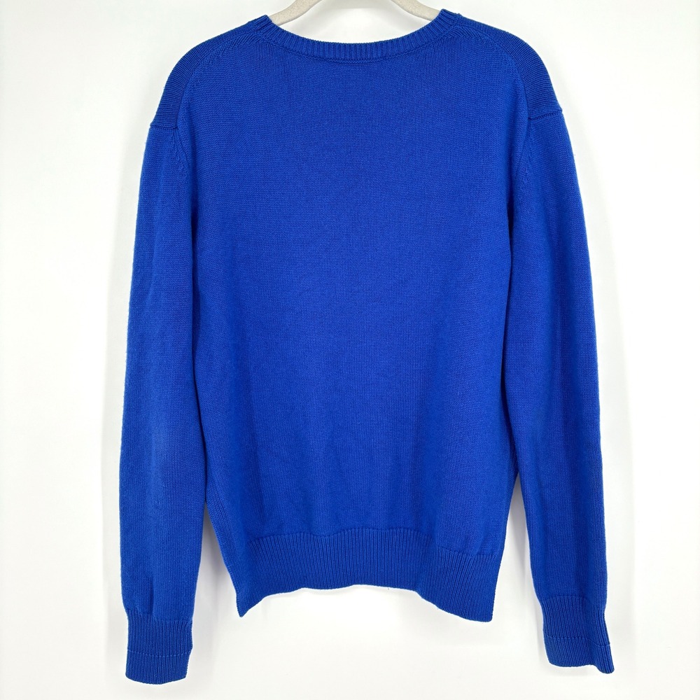 Celine Cashmere Crewneck Knit Sweater Blue Triomphe Logo Embroidered Pullover M - Picture 6 of 16